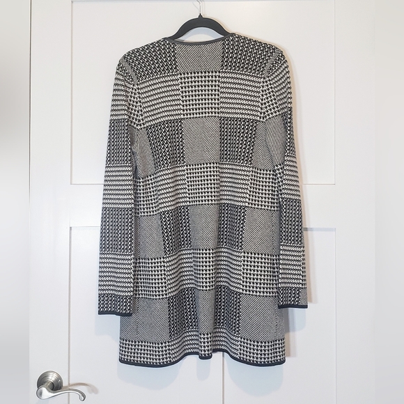 Talbots Open Knit Cardigan Sweater Houndstooth Herringbone Size Medium Petite - Picture 9 of 14